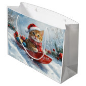 Abessijnse kat in slee laat het sneeuwen Kerstmis Groot Cadeauzakje (Achterkant Gekanteld)