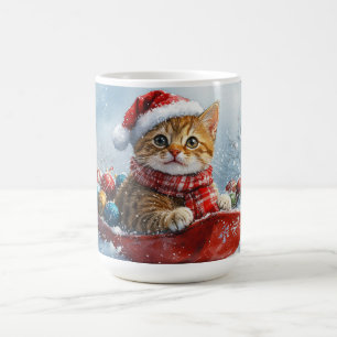 Abessijnse kat in slee laat het sneeuwen Kerstmis Koffiemok