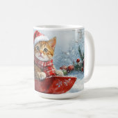 Abessijnse kat in slee laat het sneeuwen Kerstmis Koffiemok (Voorkant rechts)