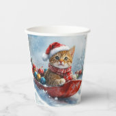 Abessijnse kat in slee laat het sneeuwen Kerstmis Papieren Bekers (Voorkant)