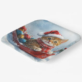 Abessijnse kat in slee laat het sneeuwen Kerstmis Papieren Bordje (Gebogen)