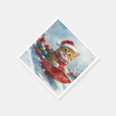 Abessijnse kat in slee laat het sneeuwen Kerstmis Servet (Hoek)