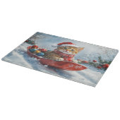 Abessijnse kat in slee laat het sneeuwen Kerstmis Snijplank (Hoek)