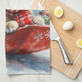 Abessijnse kat in slee laat het sneeuwen Kerstmis Theedoek (Quarter Fold)