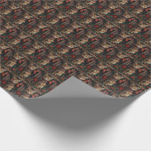 Abessijnse kat met kerstcadeaus open haard cadeaupapier (Hoek)