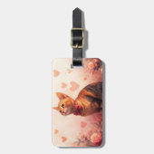 Abessijnse Kat met Rozen - Valentijnsdag Bagagelabel (Voorkant verticaal)