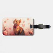 Abessijnse Kat met Rozen - Valentijnsdag Bagagelabel (Achterkant horizontaal)