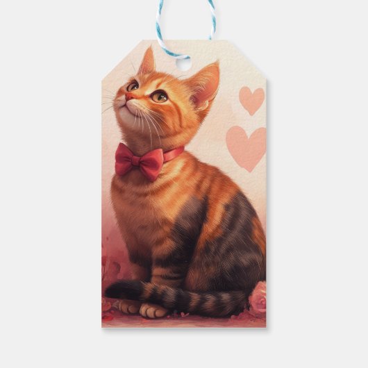 Abessijnse kat met Rozen - Valentijnsdag Cadeaulabel (Achterkant)