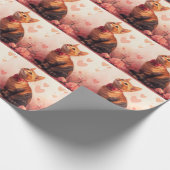 Abessijnse kat met Rozen - Valentijnsdag Cadeaupapier (Hoek)
