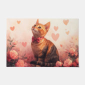 Abessijnse kat met rozen - Valentijnsdag  Deurmat (Voorkant)