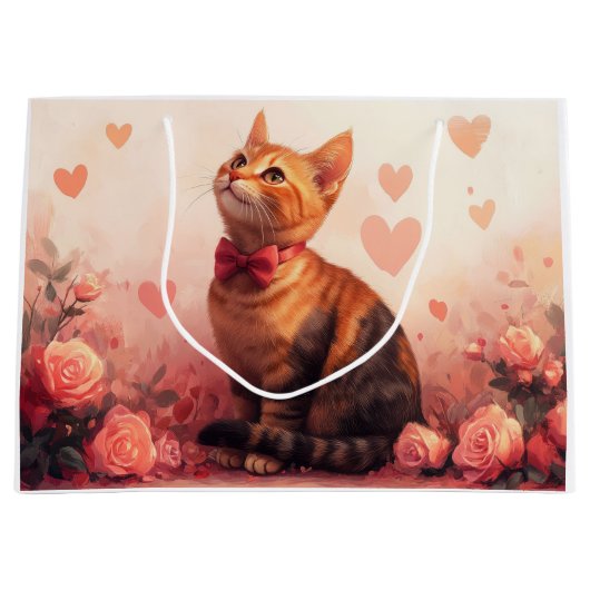 Abessijnse kat met Rozen - Valentijnsdag Groot Cadeauzakje (Voorkant)