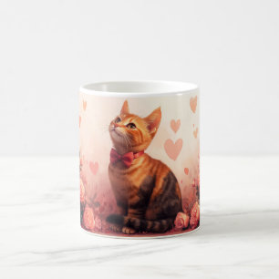 Abessijnse Kat met Rozen - Valentijnsdag  Koffiemok