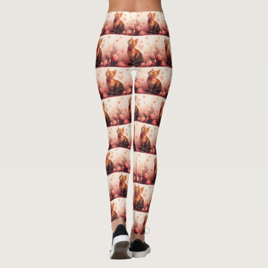 Abessijnse kat met Rozen - Valentijnsdag Leggings (Achterkant)