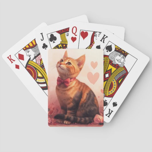 Abessijnse kat met Rozen - Valentijnsdag Pokerkaarten (Achterkant)