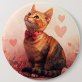 Abessijnse kat met Rozen - Valentijnsdag Ronde Button 6,0 Cm (Voorkant)