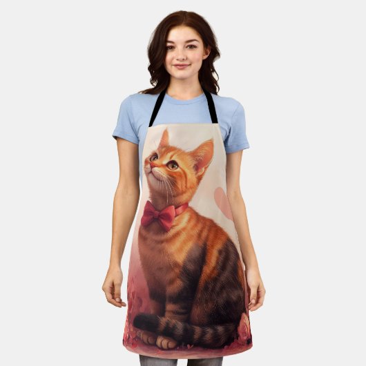 Abessijnse kat met Rozen - Valentijnsdag Schort (Gedragen)