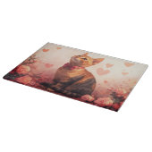 Abessijnse kat met Rozen - Valentijnsdag Snijplank (Hoek)