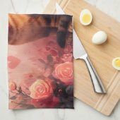 Abessijnse kat met Rozen - Valentijnsdag Theedoek (Quarter Fold)