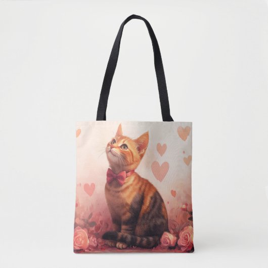 Abessijnse kat met Rozen - Valentijnsdag Tote Bag (Voorkant)