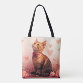 Abessijnse kat met Rozen - Valentijnsdag Tote Bag (Achterkant)