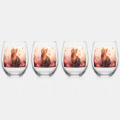 Abessijnse kat met Rozen - Valentijnsdag Wijnglas Zonder Voet (Achterkant)