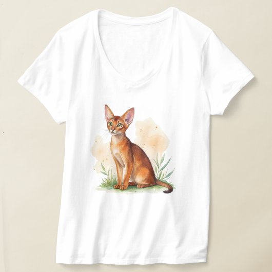 Abessijnse kat omringd door zachte kleuren en groe t-shirt (Laagn)
