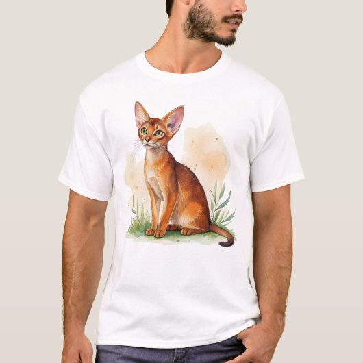 Abessijnse kat omringd door zachte kleuren en groe t-shirt (Voorkant)