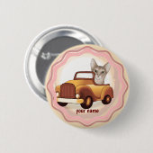 Abessijnse Kat Rijdt Auto Ronde Button 5,7 Cm (Voorkant /achterkant)