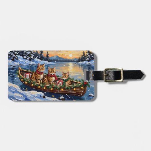 Abessijnse Katten Kerst Boot Vakantie Bagagelabel (Voorkant horizontaal)