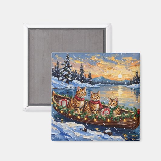 Abessijnse Katten Kerst Boot Vakantie Magneet (Voorkant / Achterkant)