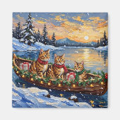 Abessijnse Katten Kerst Boot Vakantie Magneet (Voorkant)