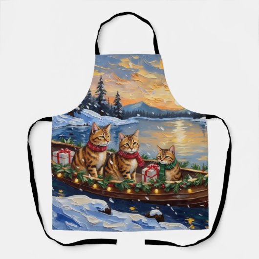 Abessijnse Katten Kerst Boot Vakantie Schort (Voorkant)
