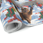 Abessijnse Katten Kerst Sneeuwscène Cadeaupapier (Rol Hoek)