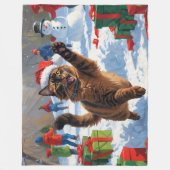 Abessijnse Katten Kerst Sneeuwscène Fleece Deken (Voorkant)