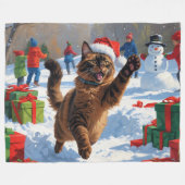 Abessijnse Katten Kerst Sneeuwscène Fleece Deken (Voorkant (Horizontaal))