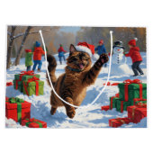 Abessijnse Katten Kerst Sneeuwscène Groot Cadeauzakje (Achterkant)