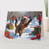 Abessijnse Katten Kerst Sneeuwscène Kaart (Voorkant)
