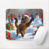 Abessijnse Katten Kerst Sneeuwscène Muismat (Met muis)