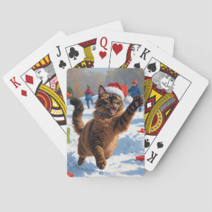 Abessijnse Katten Kerst Sneeuwscène Pokerkaarten
