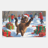 Abessijnse Katten Kerst Sneeuwscène Rechthoekige Sticker (Voorkant)