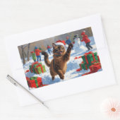Abessijnse Katten Kerst Sneeuwscène Rechthoekige Sticker (Envelop)