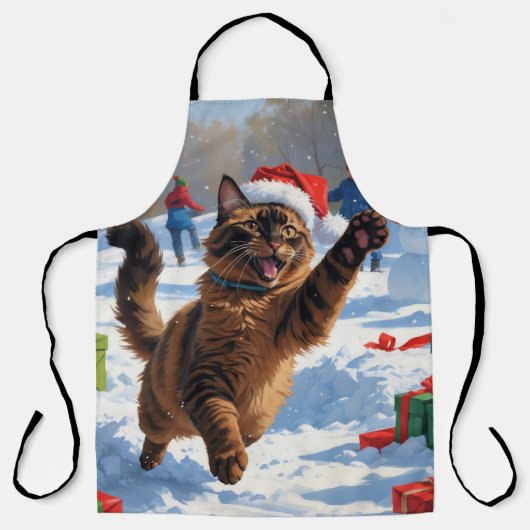 Abessijnse Katten Kerst Sneeuwscène Schort (Voorkant)