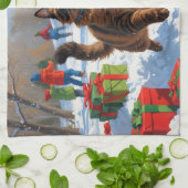 Abessijnse Katten Kerst Sneeuwscène Theedoek (Gevouwen)