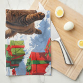 Abessijnse Katten Kerst Sneeuwscène Theedoek (Quarter Fold)