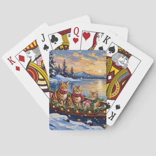Abessijnse Katten Kerstboot Vakantie Pokerkaarten (Achterkant)