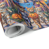 Abessijnse katten truc-of-behandeling in Halloween Cadeaupapier (Rol Hoek)
