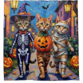 Abessijnse katten truc-of-behandeling in Halloween Douchegordijn (Voorkant)