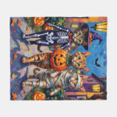 Abessijnse katten truc-of-behandeling in Halloween Fleece Deken (Voorkant (Horizontaal))