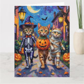 Abessijnse katten truc-of-behandeling in Halloween Kaart (Voorkant)