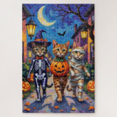 Abessijnse katten truc-of-behandeling in Halloween Legpuzzel (Verticaal)